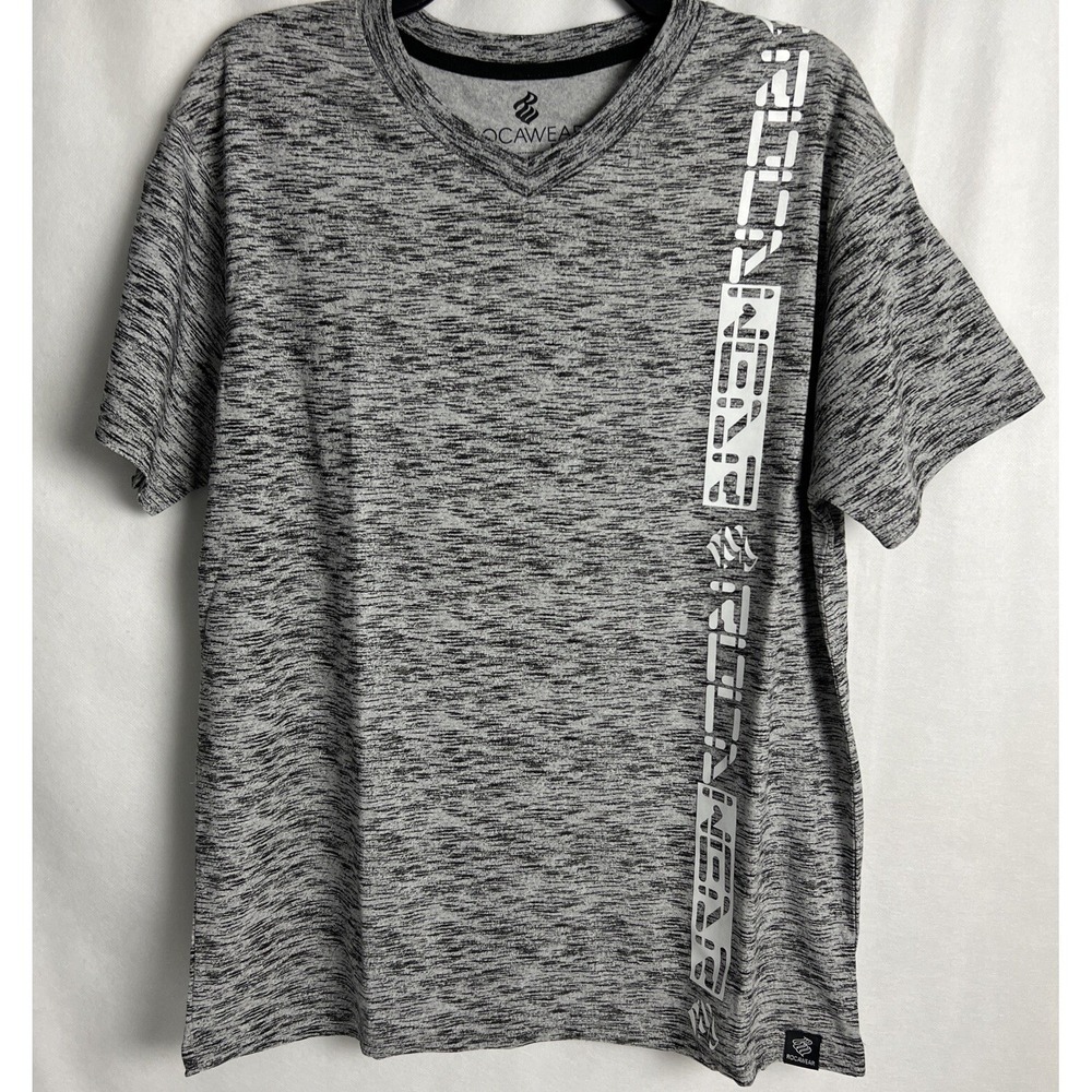 Rocawear T-Shirt Mens Large Grey Space Dye V-Neck Graphic‎ Join the Hustle A15